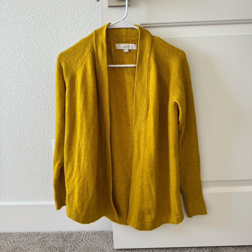 EUC: XS Loft Mustard Yellow Open Cardigan Sweater